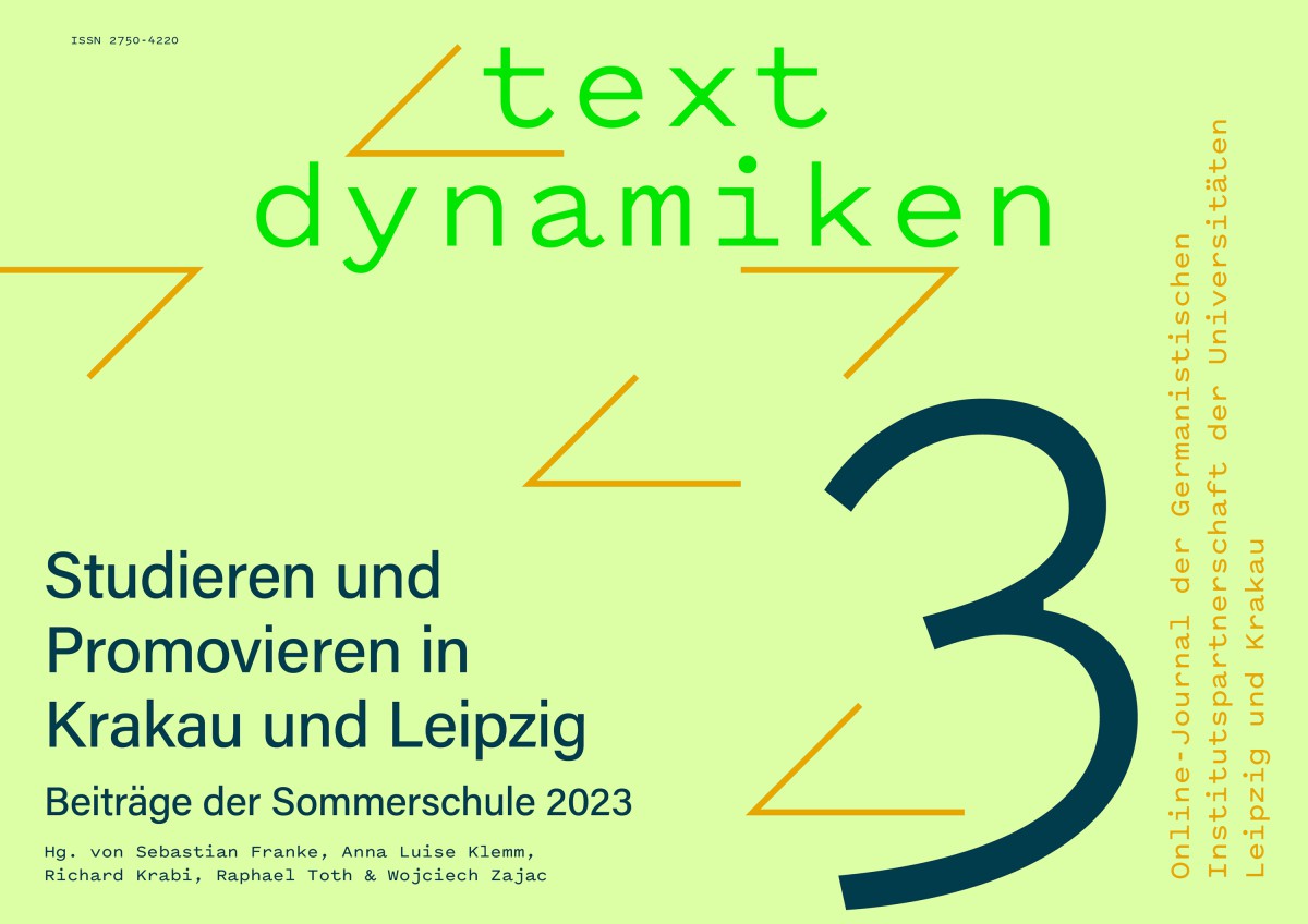 Journal-Cover: textdynamiken 3. Studieren und Promovieren in Krakau und Leipzig. Beiträge der Sommerschule 2023.